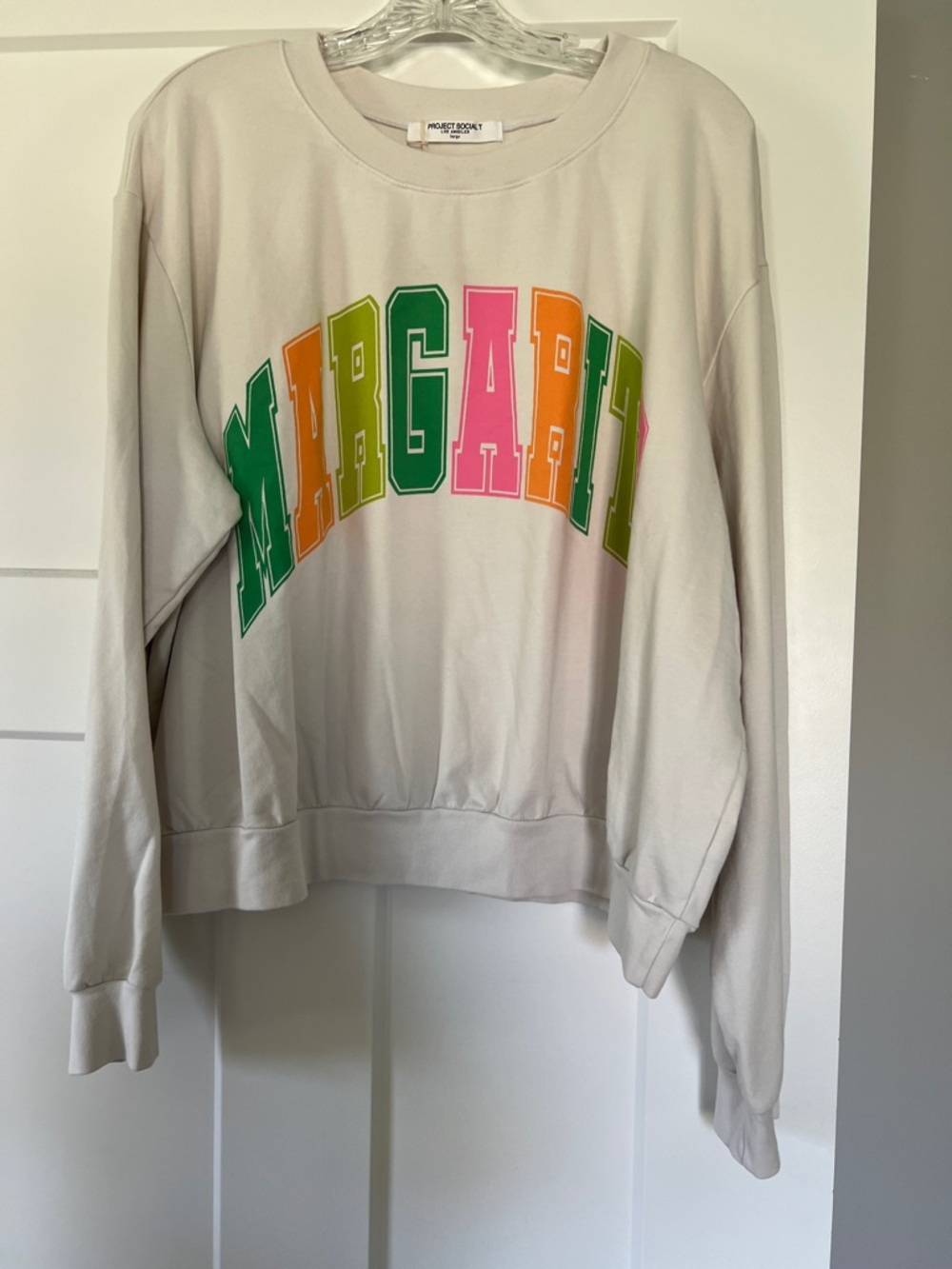 Project Social T Neutral Graphic Sweatshirt with Multicolor Letters